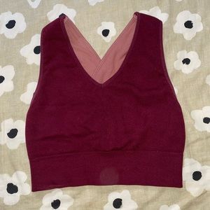Fabletics maroon ribbed long line sports bra - sz S